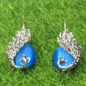Blue Peacock Earrings